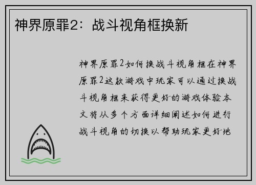 神界原罪2：战斗视角框换新