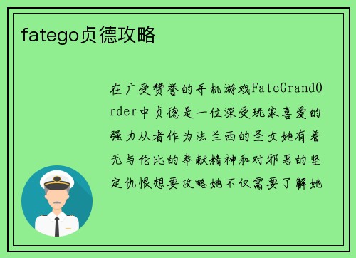 fatego贞德攻略
